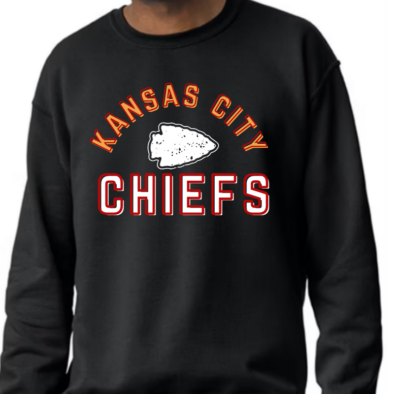 Kansas City (Arrowhead) CHIEFS [Black Gildan Softstyle Tee, Crewneck Sweatshirt or Hoodie]  Main Image